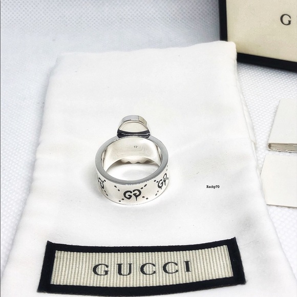 New Authentic GUCCI GHOST GG Sterling Silver Ring - Picture 3 of 10